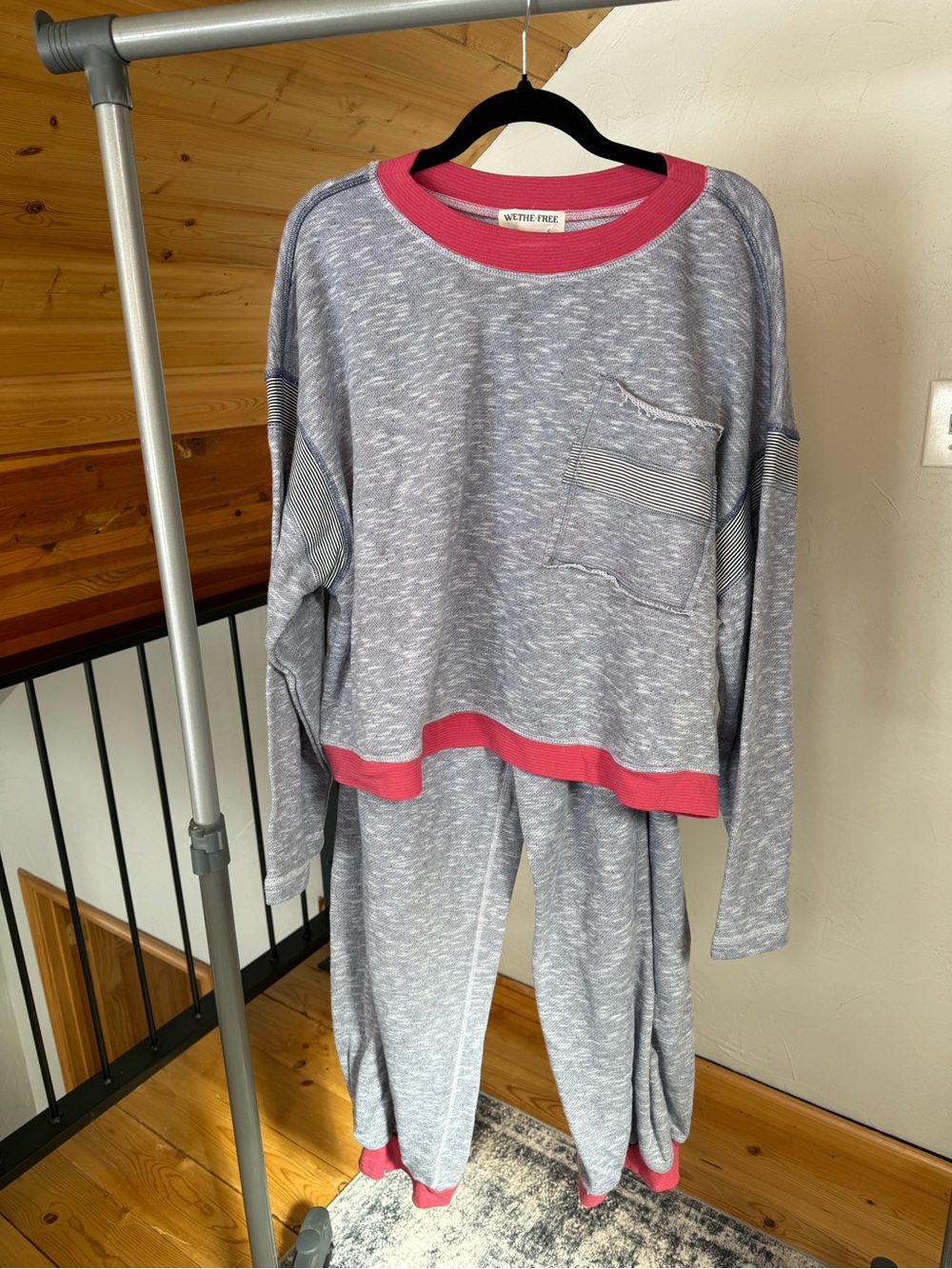 Free People Heather Gray & Pink Two-Piece Set